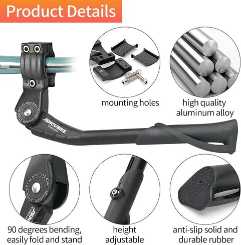 JSHOUBIKE Adjustable Rear Kickstand Aluminium Alloy Side Kick stand Fits For 24/26/27.5/29Inch Mountain bike, 700C Road bicycle, MTB,E-Bikes，Snow/Folding Bike, Electric bike, ebike in Saudi Arabia