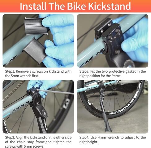 JSHOUBIKE Adjustable Rear Kickstand Aluminium Alloy Side Kick stand Fits For 24/26/27.5/29Inch Mountain bike, 700C Road bicycle, MTB,E-Bikes，Snow/Folding Bike, Electric bike, ebike in Saudi Arabia