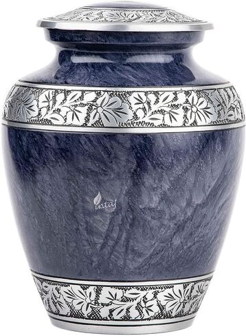 INTAJ Royal Silver Cremation Urn for Human Ashes - Adult Funeral Urn Handcrafted - Affordable Urn for Ashes - Large Urn Deal (Arcadia Black, Adult) in Saudi Arabia