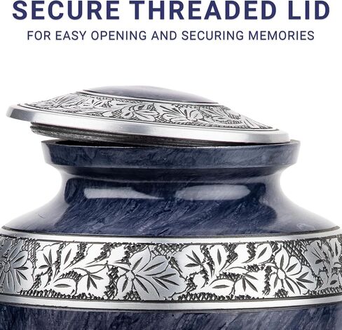 INTAJ Royal Silver Cremation Urn for Human Ashes - Adult Funeral Urn Handcrafted - Affordable Urn for Ashes - Large Urn Deal (Arcadia Black, Adult) in Saudi Arabia