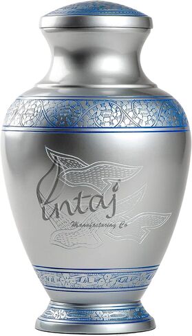 INTAJ Royal Silver Cremation Urn for Human Ashes - Adult Funeral Urn Handcrafted - Affordable Urn for Ashes - Large Urn Deal (Arcadia Black, Adult) in Saudi Arabia