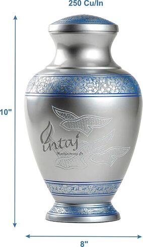 INTAJ Royal Silver Cremation Urn for Human Ashes - Adult Funeral Urn Handcrafted - Affordable Urn for Ashes - Large Urn Deal (Arcadia Black, Adult) in Saudi Arabia