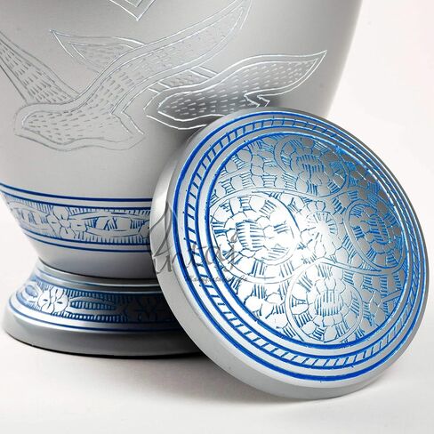 INTAJ Royal Silver Cremation Urn for Human Ashes - Adult Funeral Urn Handcrafted - Affordable Urn for Ashes - Large Urn Deal (Arcadia Black, Adult) in Saudi Arabia