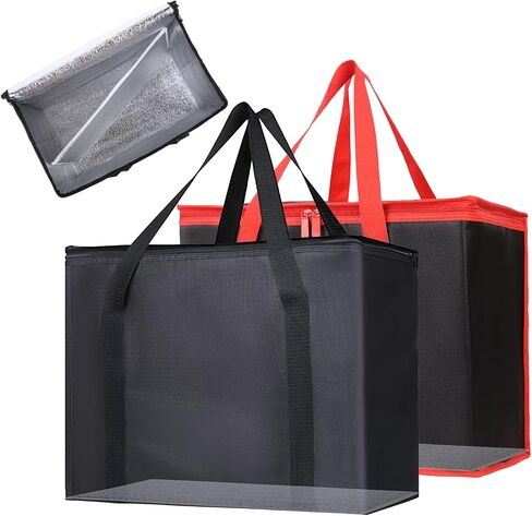 Bodaon Insulated Reusable Grocery Bags with Hard Bottom, X-Large Freezer Cooler Bag with Zippered Top, Catering Shopping Bag for Food Delivery/Travel/Groceries, Thermal Bags for Cold and Hot Food in Saudi Arabia
