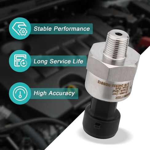 200 PSI Pressure Transducer Sender Sensor with 1/8" -27 NPT 316 Stainless Steel Thread and Harness Connector for Oil Fuel Air Water Pressure in Saudi Arabia