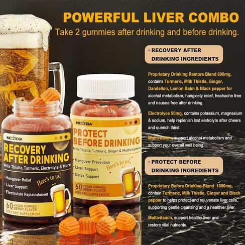 الراحة والتعافي، فيتامين العافية قبل ما بعد الاحتفال لاستقلاب الكحول، الشعور بالتحسن بعد الشرب والنوم | شوك الحليب، الكركم، المنحل بالكهرباء | بعد قبل مساعدة الكحول لدعم الكبد in Kuwait