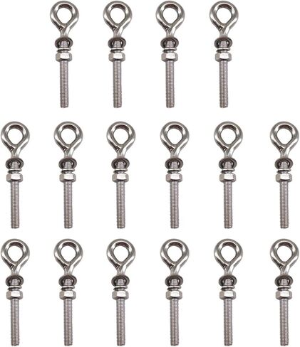 16 حزمة مسمار العين Ringbolt 304 الفولاذ المقاوم للصدأ طويل عرقوب حلقة مغلقة العيينة مسامير Eyebolt مع غسالة والجوز لليخوت قارب البحرية اليوغا الأرجوحة M6 in Kuwait