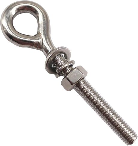 16 حزمة مسمار العين Ringbolt 304 الفولاذ المقاوم للصدأ طويل عرقوب حلقة مغلقة العيينة مسامير Eyebolt مع غسالة والجوز لليخوت قارب البحرية اليوغا الأرجوحة M6 in Kuwait