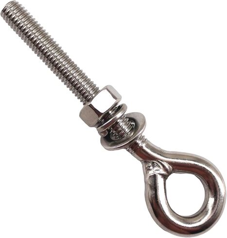 16 حزمة مسمار العين Ringbolt 304 الفولاذ المقاوم للصدأ طويل عرقوب حلقة مغلقة العيينة مسامير Eyebolt مع غسالة والجوز لليخوت قارب البحرية اليوغا الأرجوحة M6 in Kuwait
