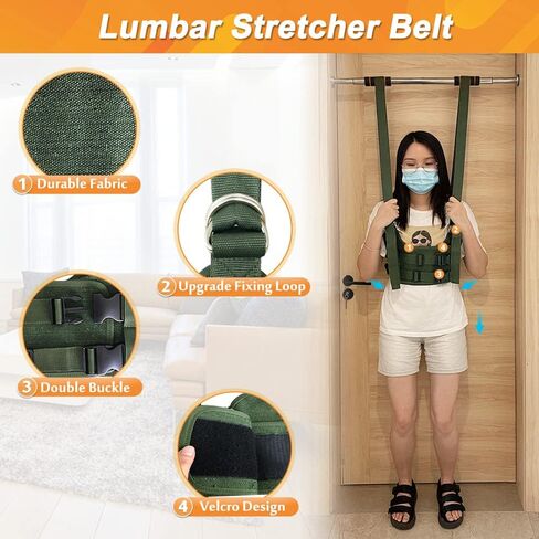 Spinal Decompression Harness Hang Upside Down Back Stretcher for Lower Back Pain Relief Lumbar Traction Device Spine Decompression Belt Bulging Herniated Disc Relief Back Stretching Device - Large in Saudi Arabia