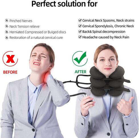 جهاز جر الرقبة العنقي من 4 طبقات لتخفيف آلام الرقبة بشكل فوري، دعامة دعم الرقبة، وسادة جر الرقبة لتخفيف آلام الرقبة والكتف المزمنة، العمود الفقري in Kuwait
