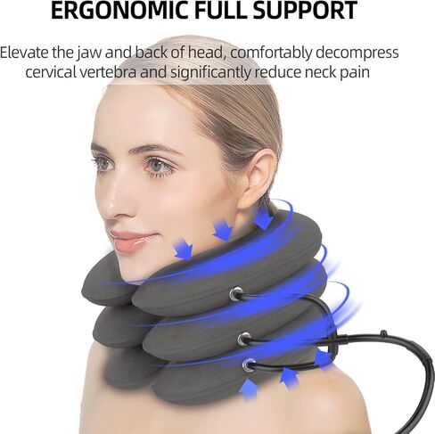 جهاز جر الرقبة العنقي من 4 طبقات لتخفيف آلام الرقبة بشكل فوري، دعامة دعم الرقبة، وسادة جر الرقبة لتخفيف آلام الرقبة والكتف المزمنة، العمود الفقري in Kuwait