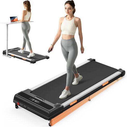 Walking Pad Treadmill 300 Lb Capacity, Under Desk Treadmill with Incline, 2.5HP Quiet Brushless Portable Treadmills for Home/Office, 4 Silicone Shock Absorption, Smart APP in Saudi Arabia
