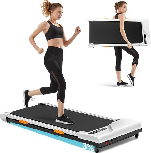 Walking Pad Treadmill 300 Lb Capacity, Under Desk Treadmill with Incline, 2.5HP Quiet Brushless Portable Treadmills for Home/Office, 4 Silicone Shock Absorption, Smart APP in Saudi Arabia