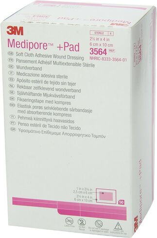 3M™ Medipore™ +Pad Soft Cloth Adhesive Wound Dressing, 3564, Dressing - 2-3/8 in x 4 in, Pad - 1 in x 2-3/8 in in Saudi Arabia