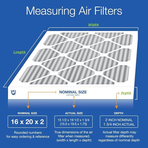 Nordic Pure 16x20x2 (15 1/2 x 19 1/2 x 1 3/4) مطوية MERV 12 مرشحات هواء 3 عبوات in Kuwait