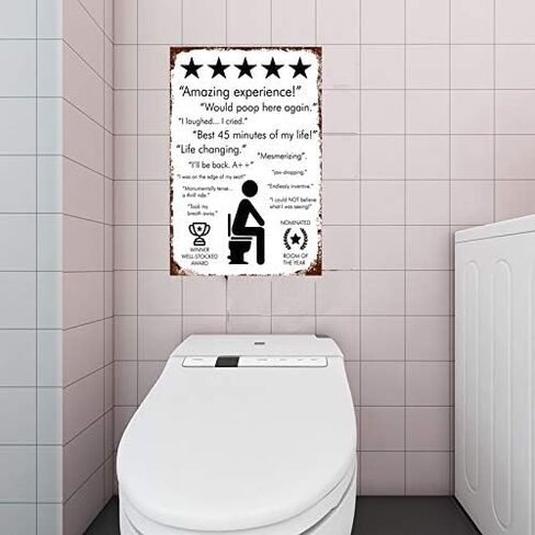 Amazing Toilet Vintage Metal Signs Funny Bathroom Decor For Bar Cafe Pub Home - Would Poop Here Again - Toilet Contest Wall Decoration 11.8 x 7.8 inches in Saudi Arabia