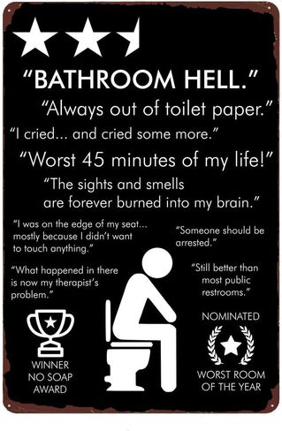 Amazing Toilet Vintage Metal Signs Funny Bathroom Decor For Bar Cafe Pub Home - Would Poop Here Again - Toilet Contest Wall Decoration 11.8 x 7.8 inches in Saudi Arabia