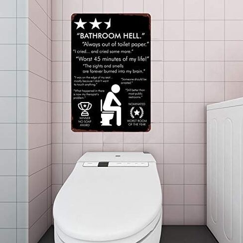 Amazing Toilet Vintage Metal Signs Funny Bathroom Decor For Bar Cafe Pub Home - Would Poop Here Again - Toilet Contest Wall Decoration 11.8 x 7.8 inches in Saudi Arabia