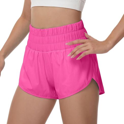 Aurefin Womens High Waisted Running Shorts,Quick Dry Split Athletic Shorts for Women Gym Workout Shorts with Mesh Liner in Saudi Arabia