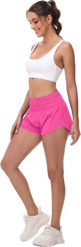Aurefin Womens High Waisted Running Shorts,Quick Dry Split Athletic Shorts for Women Gym Workout Shorts with Mesh Liner in Saudi Arabia