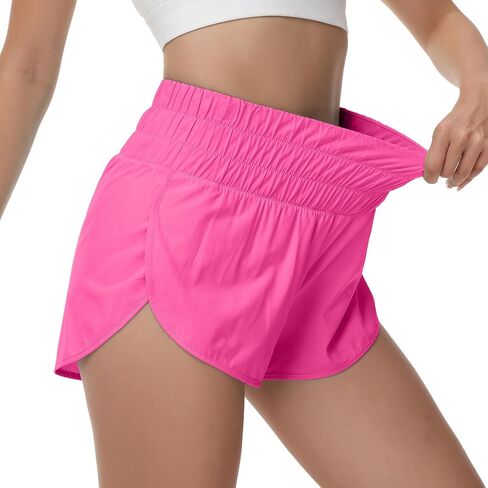 Aurefin Womens High Waisted Running Shorts,Quick Dry Split Athletic Shorts for Women Gym Workout Shorts with Mesh Liner in Saudi Arabia