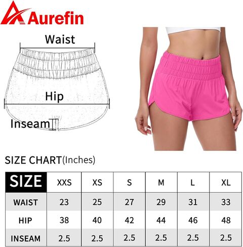 Aurefin Womens High Waisted Running Shorts,Quick Dry Split Athletic Shorts for Women Gym Workout Shorts with Mesh Liner in Saudi Arabia