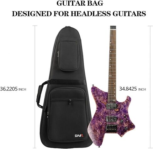 حقيبة جيتار كهربائي بدون رأس مقاس 36 بوصة من إيرت، حقيبة جيتار كهربائي ناعمة من النايلون المقاوم للماء مع حزام كتف مزدوج قابل للتعديل، أسود in Kuwait