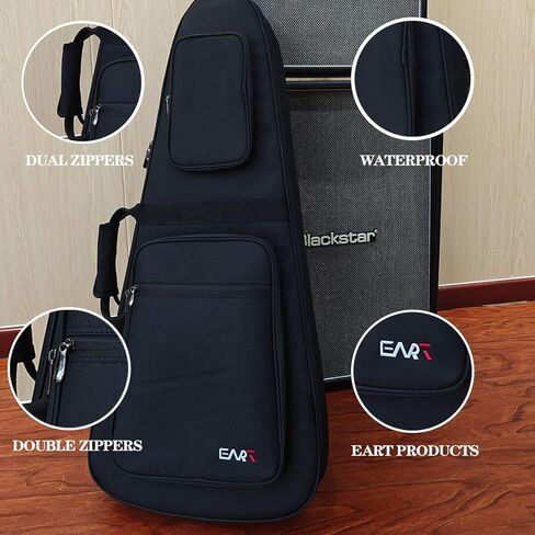حقيبة جيتار كهربائي بدون رأس مقاس 36 بوصة من إيرت، حقيبة جيتار كهربائي ناعمة من النايلون المقاوم للماء مع حزام كتف مزدوج قابل للتعديل، أسود in Kuwait