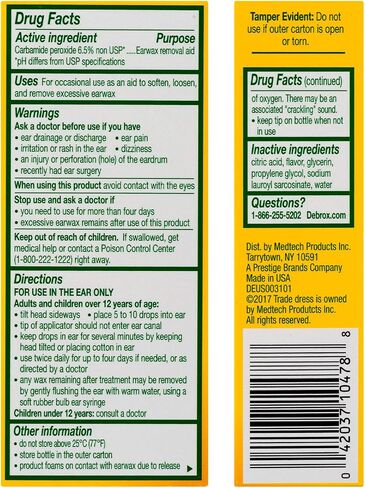 Debrox Earwax Removal Drops with Gentle Microfoam Cleansing Action, 0.5 fl oz in Saudi Arabia
