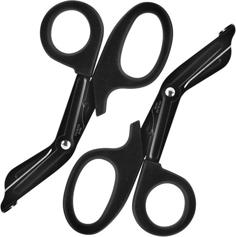 Medical Scissors, OUTLET Trauma Shears, Bandage Scissors, 7.5'' / 6'' Heavy Duty OUTLET Sales Nursing Scissors for Doctors Nurses and EMT Workers with Stainless Steel Blades (2 Pack Black) in Kuwait