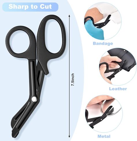 Medical Scissors, OUTLET Trauma Shears, Bandage Scissors, 7.5'' / 6'' Heavy Duty OUTLET Sales Nursing Scissors for Doctors Nurses and EMT Workers with Stainless Steel Blades (2 Pack Black) in Kuwait