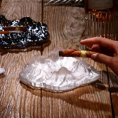 LaSheer Iceburg Glass Ashtray for Cigarettes and Cigars,Indoor Outdoor Cool Ash Tray Tabletop Ashtray,Ashtrays for Smokers, Cigar Ashtray,Home Office Decoration Outside Patio - Transparent in Saudi Arabia