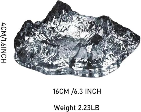 LaSheer Iceburg Glass Ashtray for Cigarettes and Cigars,Indoor Outdoor Cool Ash Tray Tabletop Ashtray,Ashtrays for Smokers, Cigar Ashtray,Home Office Decoration Outside Patio - Transparent in Saudi Arabia