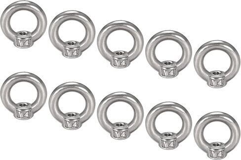 10 Pcs Lifting Eye Nuts Ring - Chandelier Fence Stainless Steel Female Thread Machinery Eye Nuts Apply to Lifting Eye Bolt (M4, Silver Tone) in Saudi Arabia