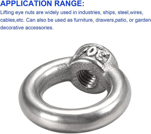 10 Pcs Lifting Eye Nuts Ring - Chandelier Fence Stainless Steel Female Thread Machinery Eye Nuts Apply to Lifting Eye Bolt (M4, Silver Tone) in Saudi Arabia