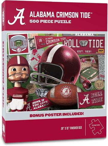 YouTheFan NCAA Alabama Crimson Tide Retro Series 500pc Puzzle 15" x 20" in Saudi Arabia