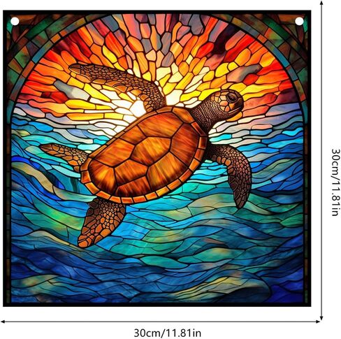 Sea Turtles Window Hangings Acrylic Underwater World Suncatcher Stained Glass Panels Wall Decor For Indoor, Ideal Housewarming Gift Home Decor For Mom Grandma Wife Teacher in Saudi Arabia