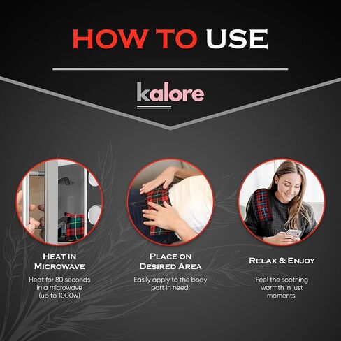 Microwavable Heating Pads for Winter, Back, Stomach & Head Comfort – Kalore Neck Wrap with Velboa Faux Fur Cover – Even Heat Distribution Hot Compress Bag - Wheat Heat Pad – Lavender Scent – Black in Saudi Arabia