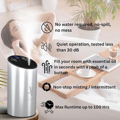 Waterless Essential Oil Diffuser Portable & Rechargeable Essential Oil Nebulizer Aromatherapy Diffuser 3/6/24Hr Continuous strong mist Fast Charge Long-Lasting Battery Home,Office, Car Diffuser in Saudi Arabia