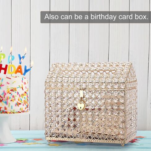 صندوق بطاقات الزفاف الكريستالي من ELLDOO مع قفل على شكل قلب، صندوق بطاقات المال مع غطاء على شكل منزل، هدية فضية لحفلات الزفاف، ديكور مركزي، الذكرى السنوية، تذكار، صندوق عرض الهدايا in Kuwait