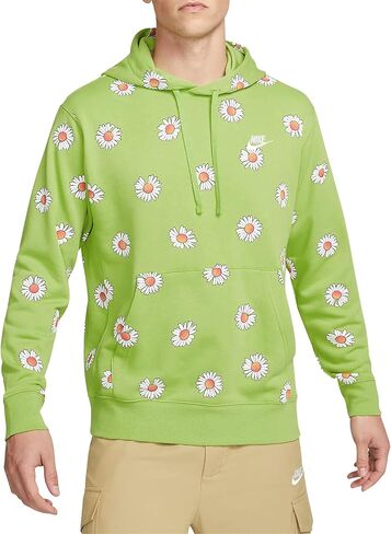 Nike Sportswear Sport Essentials Men's French Terry Pullover Hoodie, Vivid Green/White, S Regular US in Saudi Arabia