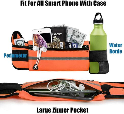 Slim Running Belt Fanny Pack,Waist Pack Bag for Hiking Cycling Workout Yoga Reflective Runner Pouch Belt Fitness Workout Bag Adjustable Sport Travel Fanny Pack Money Phone Holder (orange) in Saudi Arabia