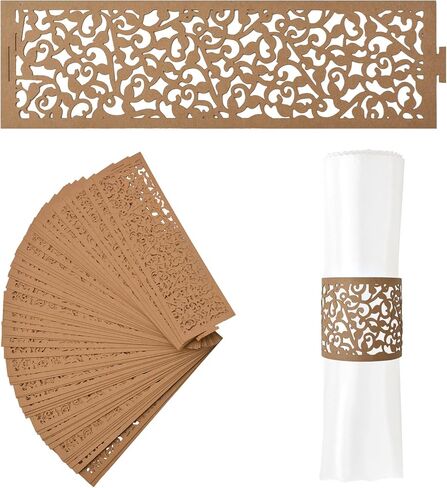 Kraft Paper Napkin Holder Buckle, Name Paper Napkin Rings for Wedding Party Dinner Table Decor, Special Events and Catering Services Table Decor in Saudi Arabia