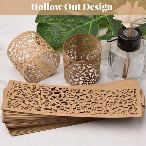 Kraft Paper Napkin Holder Buckle, Name Paper Napkin Rings for Wedding Party Dinner Table Decor, Special Events and Catering Services Table Decor in Saudi Arabia