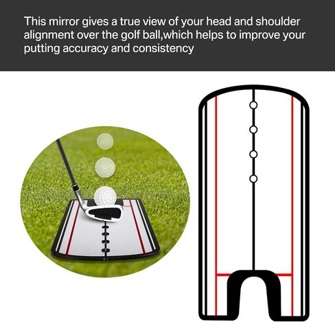 Golf Putting Mirror, Golf Alignment Mirror Training Aid Trainer, Portable Swing Trainer 12'' x 5.5'' - Practice Your Putting Alignment Tool in Kuwait