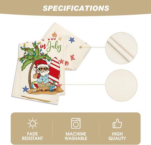 Artoid Mode Santa Claus Coconut Tree Surf Board Christmas in July Table Runner, Holiday Kitchen Dining Table Decoration for Home Party Decor 13x72 Inch in Saudi Arabia