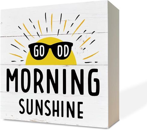 Sunshine Decor, Wooden Box Sign Desk Decor, Table Art Signs, Front Door Decor for Shelf, Positive Home Decor, Coffee Bar Decor, Kids Room Decor, Signs for Home Decor Shelf, Good Morning Sunshine Sign in Saudi Arabia