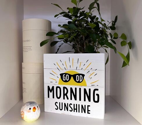 Sunshine Decor, Wooden Box Sign Desk Decor, Table Art Signs, Front Door Decor for Shelf, Positive Home Decor, Coffee Bar Decor, Kids Room Decor, Signs for Home Decor Shelf, Good Morning Sunshine Sign in Saudi Arabia