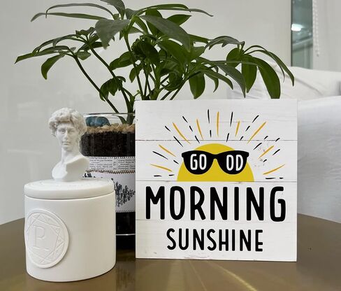 Sunshine Decor, Wooden Box Sign Desk Decor, Table Art Signs, Front Door Decor for Shelf, Positive Home Decor, Coffee Bar Decor, Kids Room Decor, Signs for Home Decor Shelf, Good Morning Sunshine Sign in Saudi Arabia